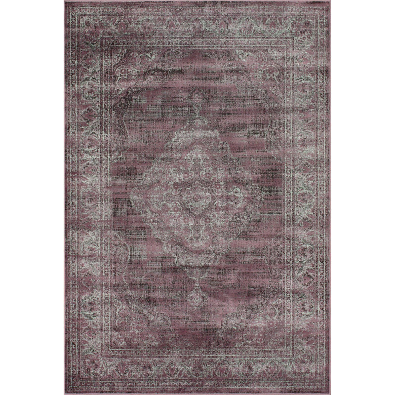 Tapis mauve foncé Jahdiel, 7 pi 1,2 po x 11 pi 2 po