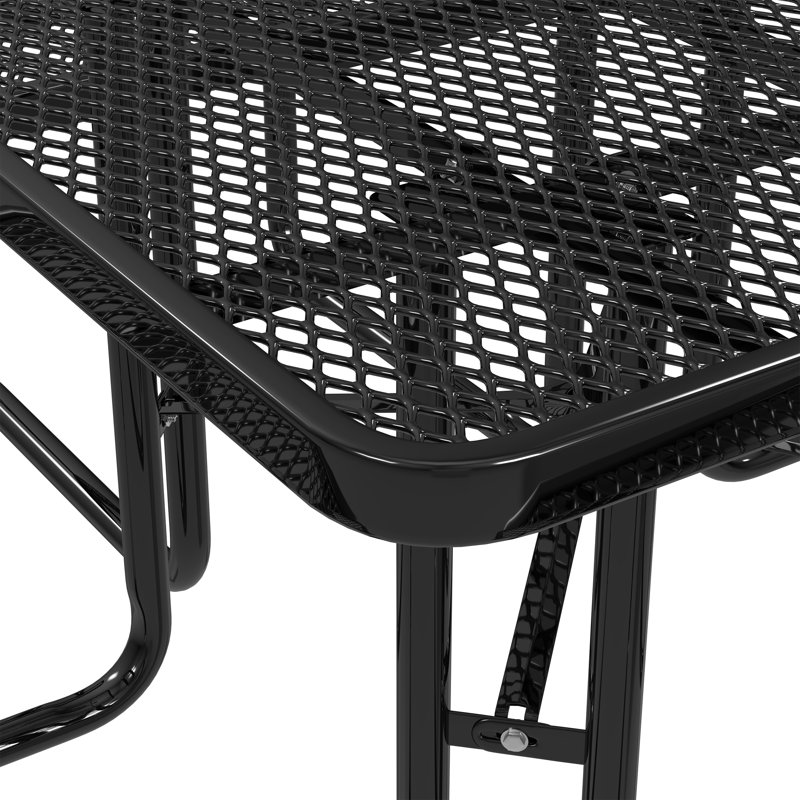 Leisure Craft 46" Square ADA Accessible Outdoor Picnic Table with 3 Bench Seats, Black