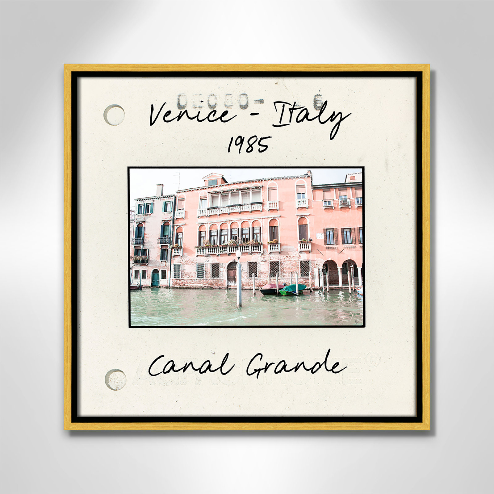 Travel Slide Collection "Venice, Italy - Grand Canal" Print, Gold Floater Framed Canvas, 17.5" H x 17.5" W x 2" D