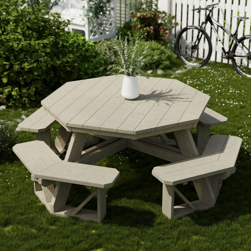 Table de pique-nique Heritage Octagon, Bois patiné