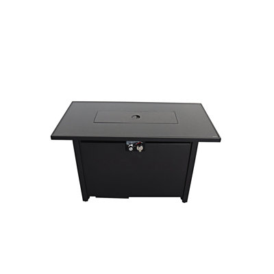 25" H X 42" W Steel Outdoor Fire Pit Table With Lid