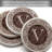 Ophelia & Co. 4 Pack Monogram Sandstone Coasters in Bronze Iron Ram Coaster Holder-1409607771