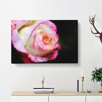 Pink Tipped Rose - Wrapped Canvas