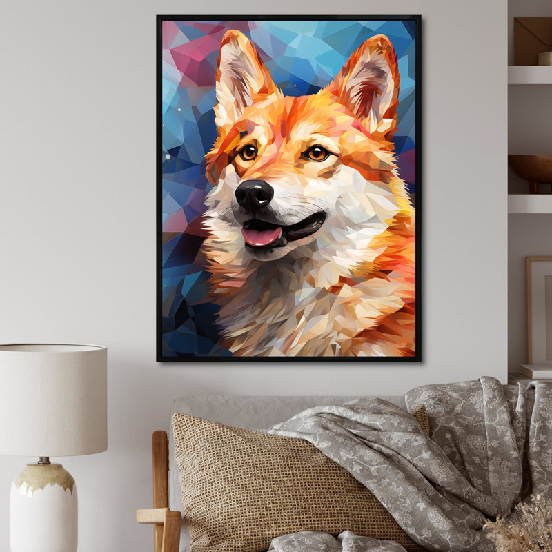 Popart Shiba Inu Spirit I, Cadre flottant noir, H 40 po x l 30 po
