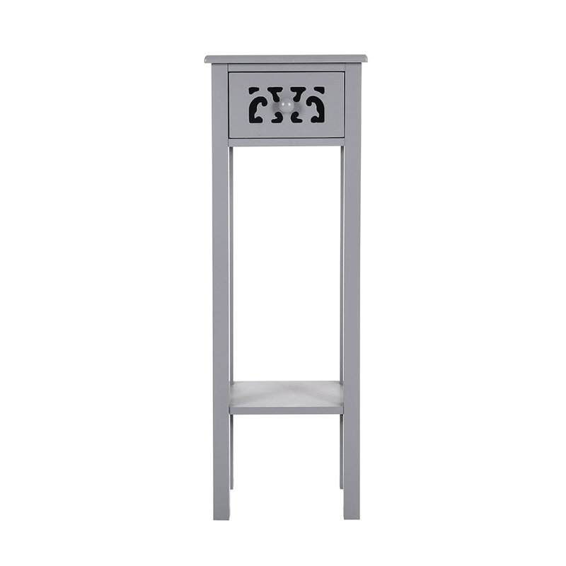 Murrell Compact Side Table: Solid Wood, Built-In Drawer & Space-Saving Design, Grey