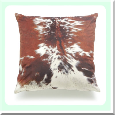 Southwestern Plush Brown Cowhide Pillow Cover - Fall Decor Accent - Square - Premium Short Plush Fabric - Tri Color Design