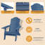 Chaise Adirondack réglable avec porte-gobelet, chaise toutes saisons pour terrasse (bleu)