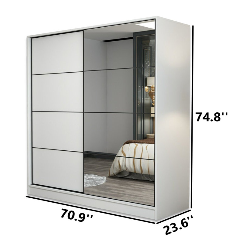Armoire-penderie 2 portes avec 2 tiroirs, Blanc
