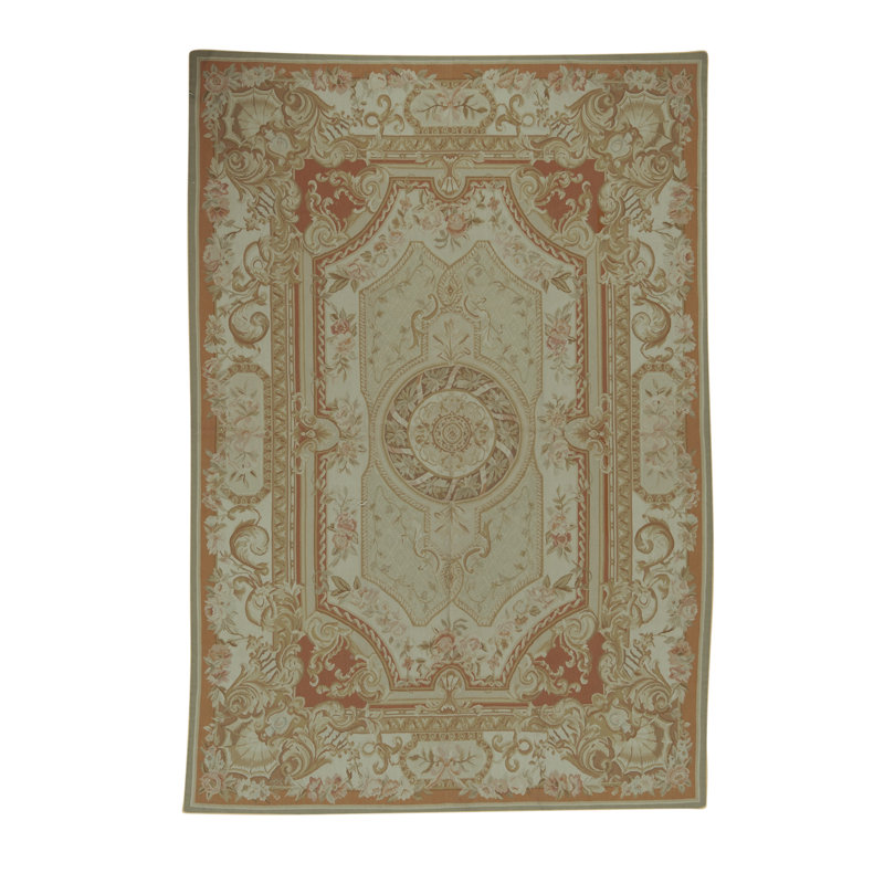Tapis vert et rouille de haute qualité noué à la main