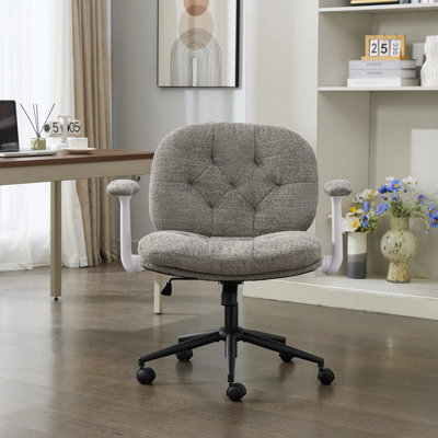 Cross-legged Office Chair With Flip-up Armrests, Wide Padded Seat, 360° Swivel & Smooth-rolling Wheels For Home And Office