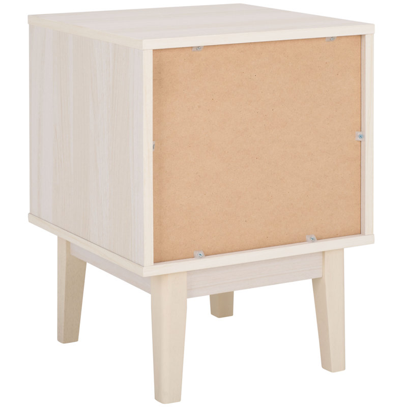Cura 1 - Drawer Nightstand, Bleached White / Gold Mesh