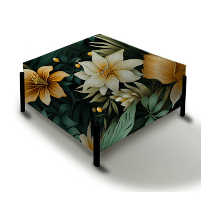 Tropical Greens Warm Earth Tones V - Tropical Large Square Ottoman