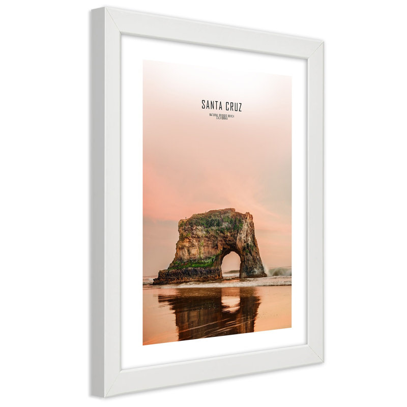 Santa Cruz Mountain Lake 1 Piece Single Picture Frame Wall Art, 100cm H x 70cm W, White