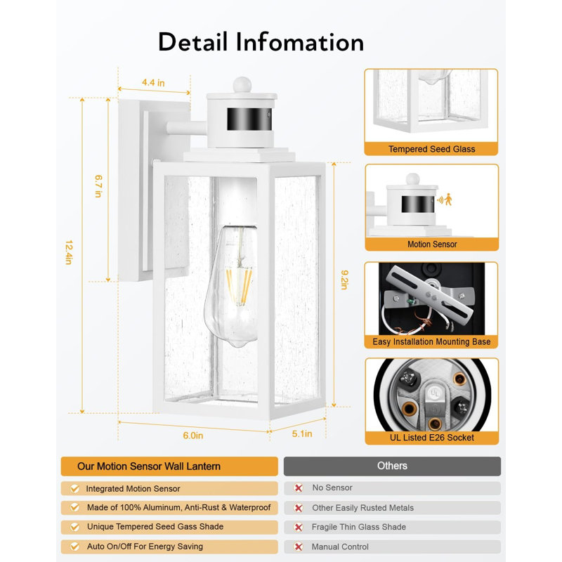Outdoor Wall Light Dusk To Dawn Sensor, Exterior Wall Mount Sconces Lanterns Fixture For House, Waterproof Aluminum Outside Wall Lamps For Patio, Porch Lighting For Garage Entryway