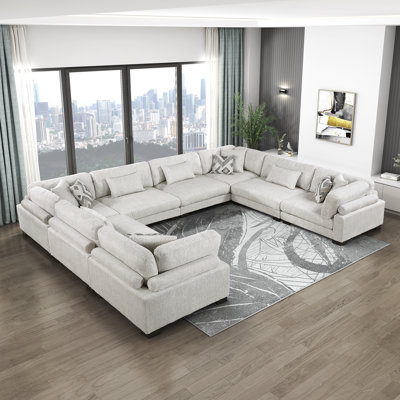 Subair 180"W Modern Microfiber Modular Sectional Sofa by Latitude Run
