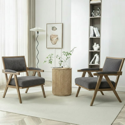 Chaise d'appoint simple en bois massif et coton de style nordique