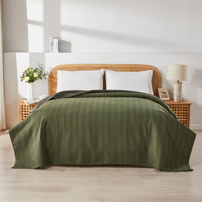 Soild Kantha Cotton Coverlet Set