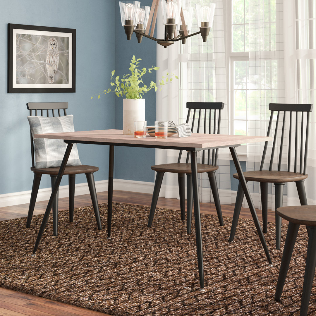 Sanchez Oak Metal Base Dining Table Union Rustic