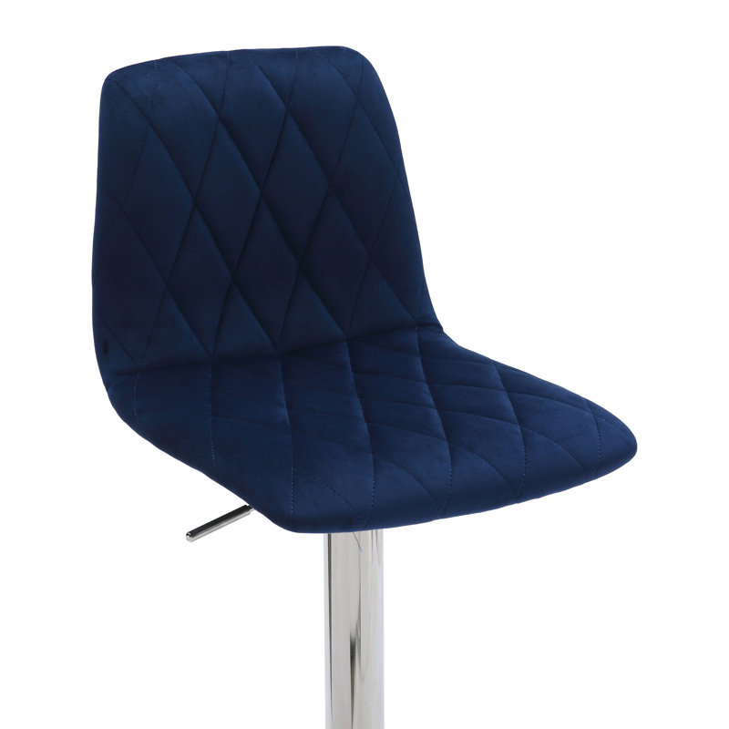 Adelaid Swivel Upholstered Adjustable Height Counter Stool with Metal Frame, Blue