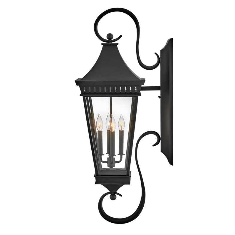 Chapel Hill 4-Light Outdoor Aluminum Wall Mount Lantern w/ Scrollwork