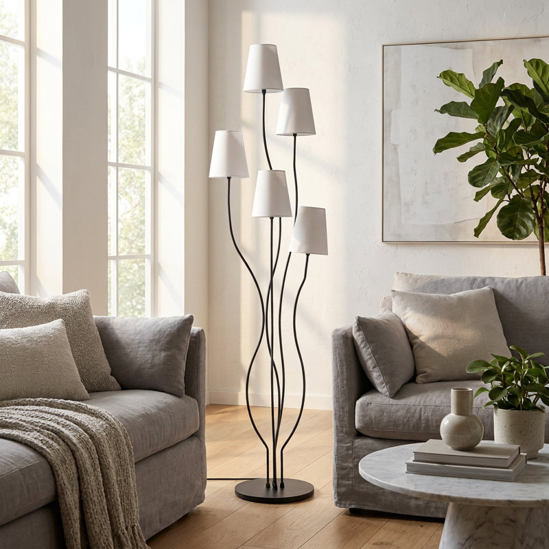Multi-Tier Modern Fabric Floor Lamp