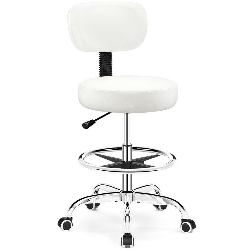 Chaise de dessinateur avec dossier, Poli, Blanc