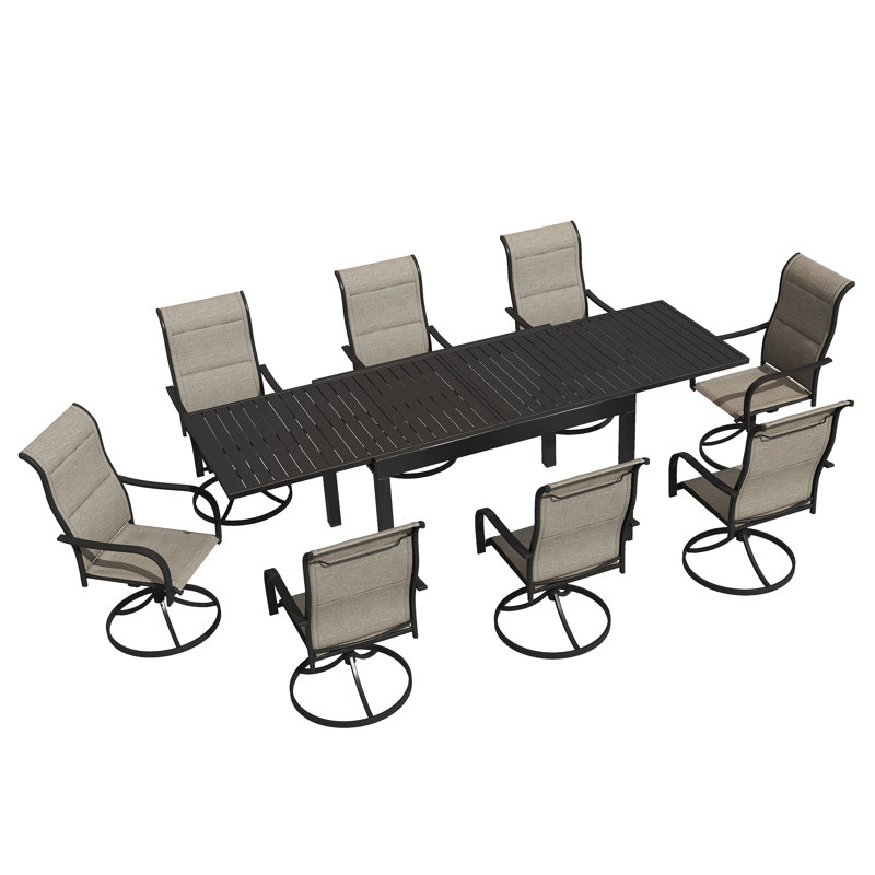 Ensemble repas rectangulaire pour l'extérieur L 53,15 po pour 8 personnes, Brun