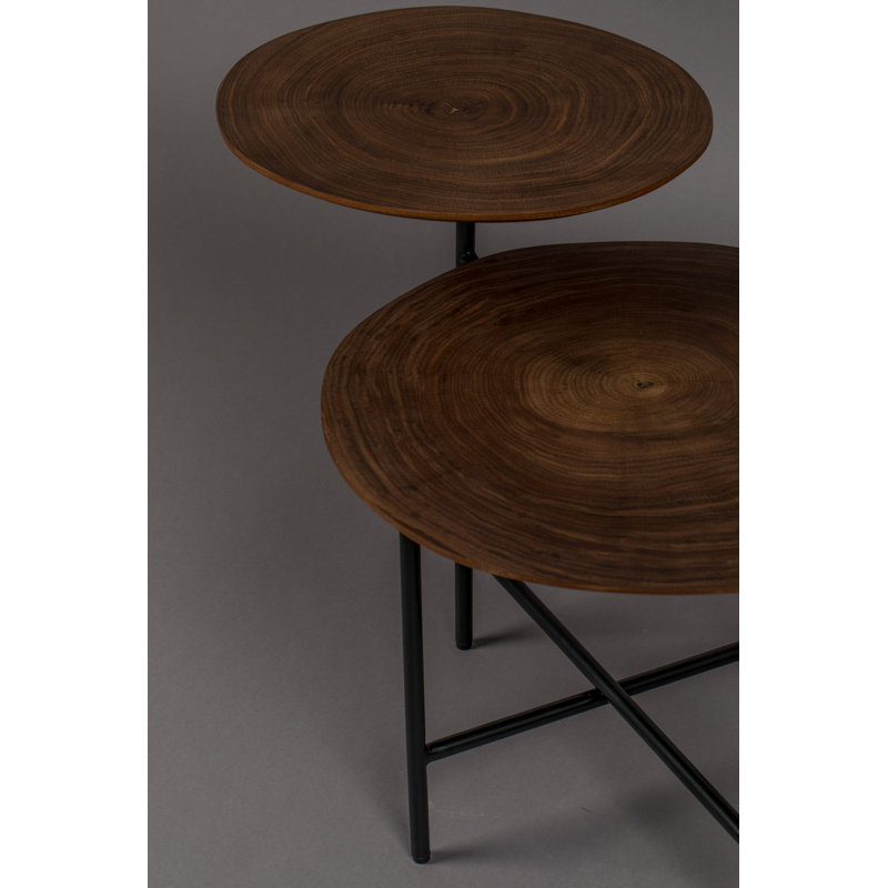 Mathison Circular Duo Walnut & Iron Side Table