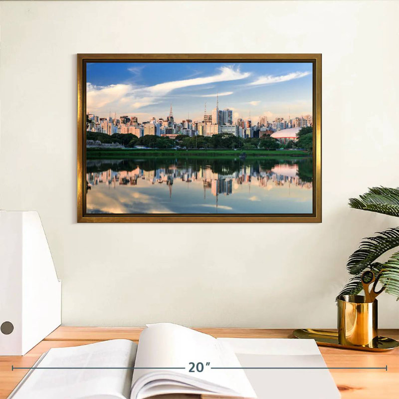 Horizon du parc d'Ibirapuera, Cadre flottant doré, 13 po x 9 po