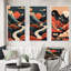 «Pine Tree In Graphic Terra Cotta Mountain Landscape», 3 pièces sur toile-252919980-252919982