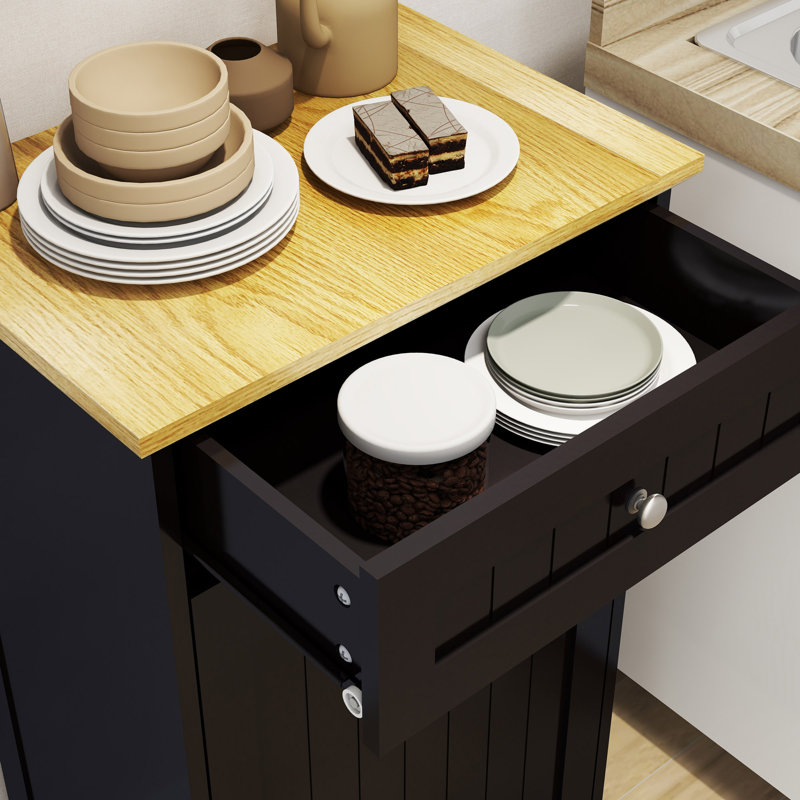 Armoire poubelle de cuisine inclinable à un tiroir et à un compartiment - Noir