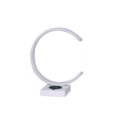 13.5" C Shape LED W/ USB / Wireless Charger Port Table Lamp