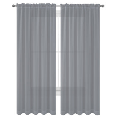 2 panneaux de rideaux transparents avec passe-tringle