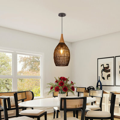 Rustic Bamboo Farmhouse Rattan Pendant Light