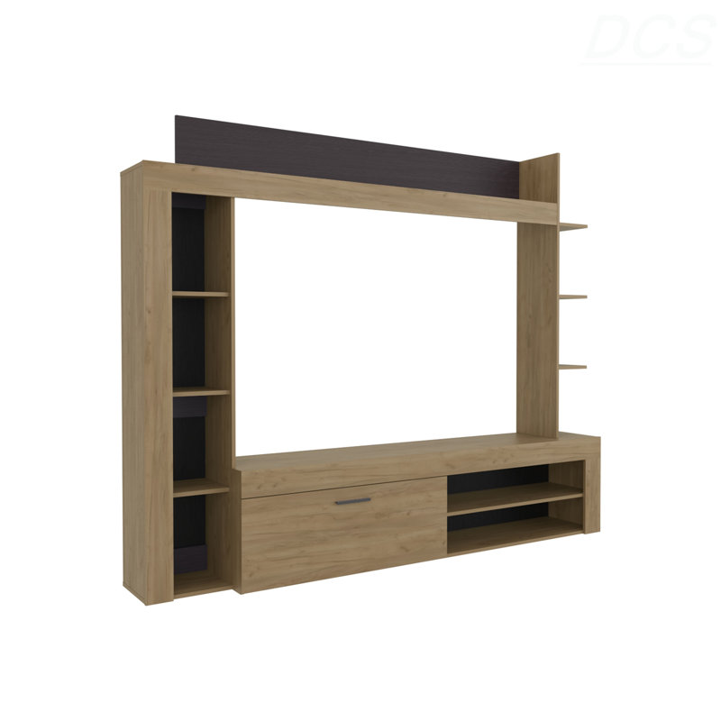 Meuble télé Cecil avec meuble télé avec tablettes ouvertes et compartiments de rangement avec une porte et un meuble télé