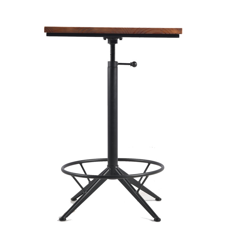 Carolwood Pine Solid Wood Top Metal Base Dining Table