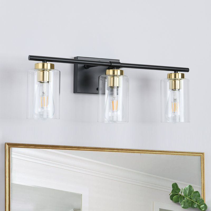 Hooversville Dimmable Vanity Light, Black/Gold, 3 Lights