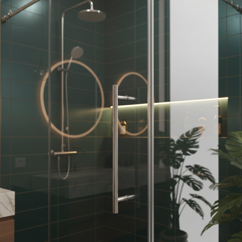 57"-60" W x 76" H Sliding Frameless Shower Door with 3/8-in (8mm) Tempered Glass Stainless Steel Hardware, Nickel