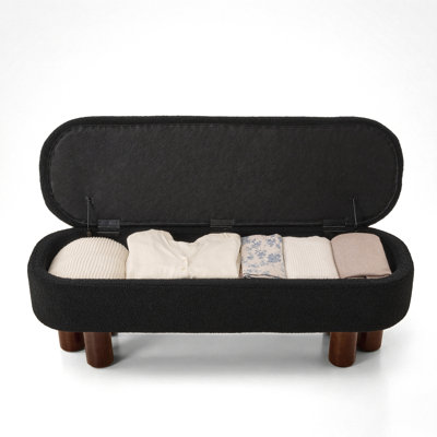 Joddie Upholstered Flip Top Storage Bench with Solid Wood Leg