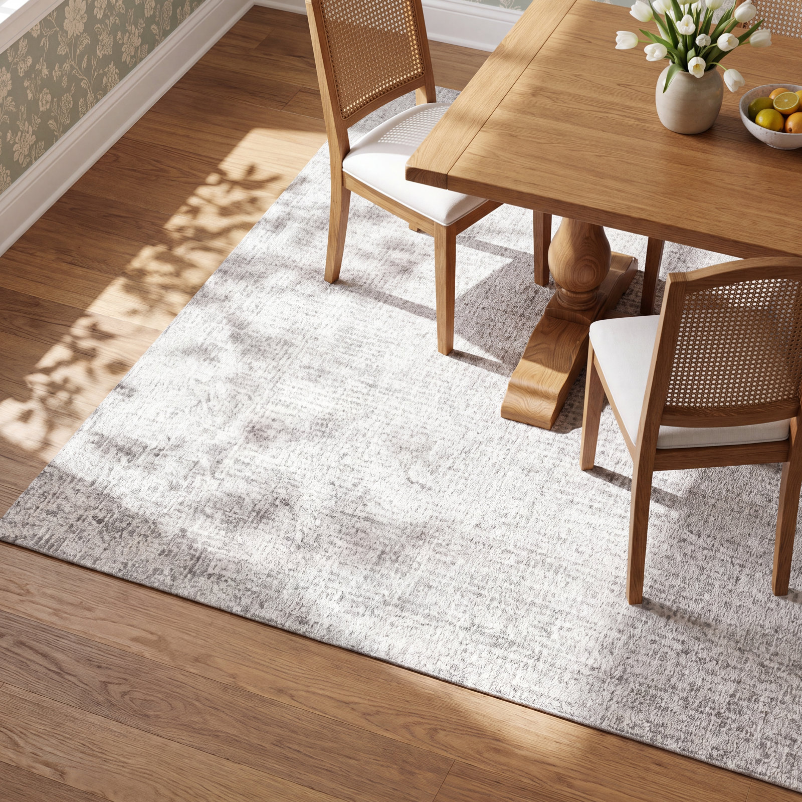 Evett Gray Ivory Hand-Woven Abstract Rug, Rectangle 8' x 10'