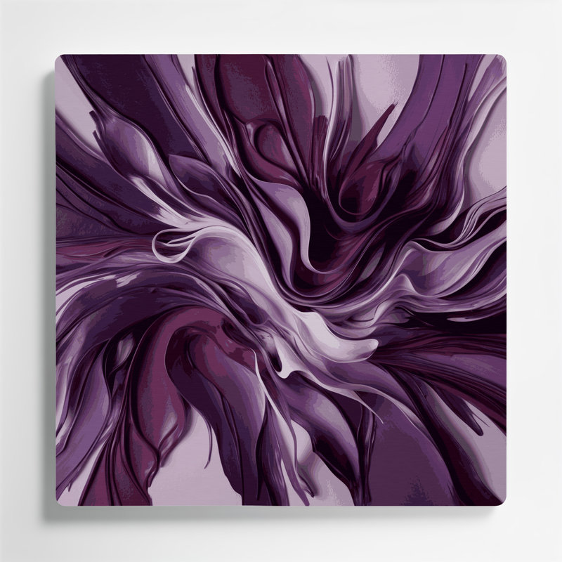 «Lyrical Abstraction 35», art mural en métal mauve, H 8 po x l 8 po