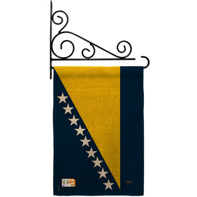 En toile jute 2 côtés de l’bosnie et de l’herzégovine : 19 x 13 po drapeau de jardin