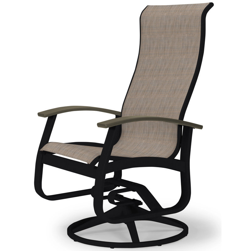 Chaise berçante Askar, Rouge 1D Sunbrella®, Noir texturé, Bois de plage P40