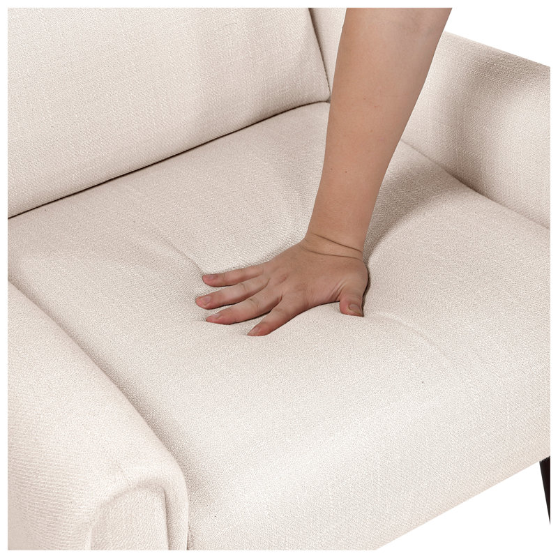 Fauteuil d'appoint moderne à oreilles avec structure en bois massif, beige, Rembourrage en mousse beige