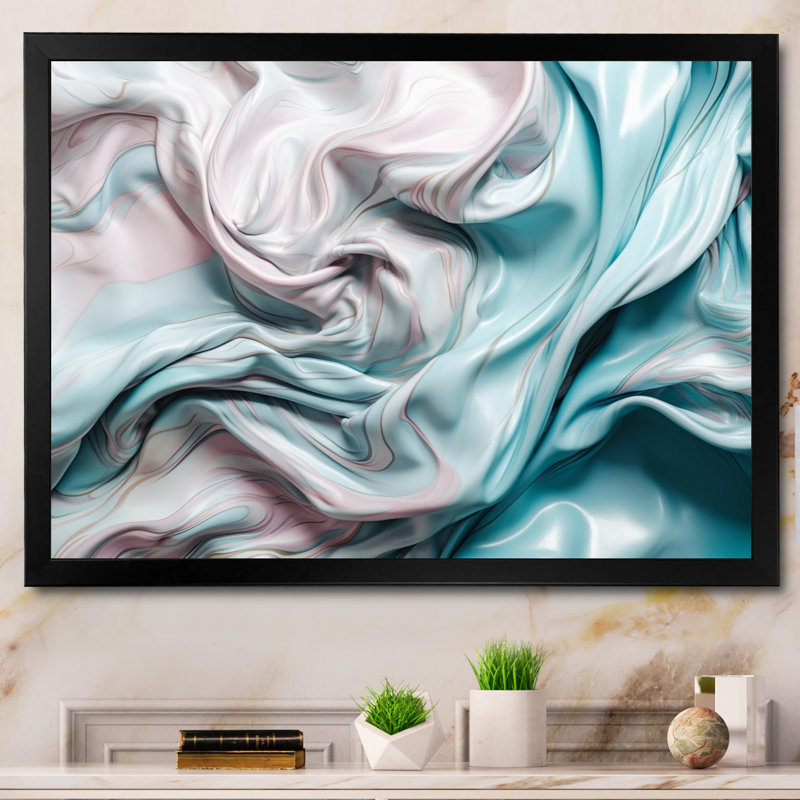 Rose bleu dansant - couleurs III - impression, Cadre d'angle fermé noir, H 34 po x l 44 po x P 1,5 po