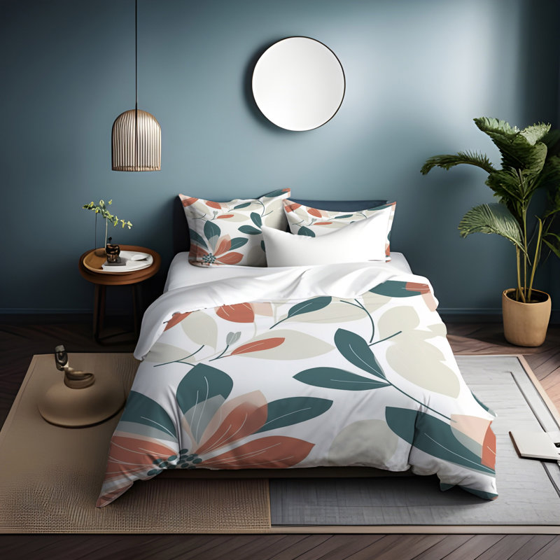 Floral Duvet Cover, King Duvet Cover + 2 King Shams
