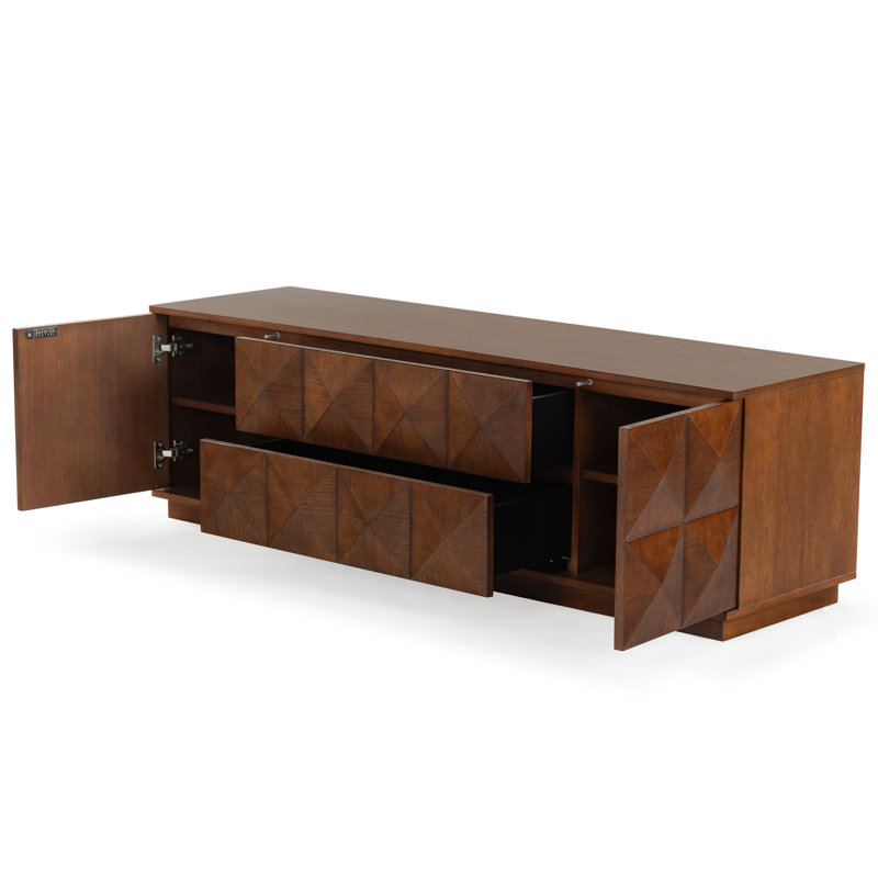Patty 4 Door Wood Media Stand, Walnut