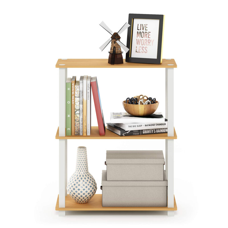 3-tier Compact Multipurpose Shelf Display Rack With Square Tube, 29.6" H x 23.6" W x 11.4" D, Natural/White