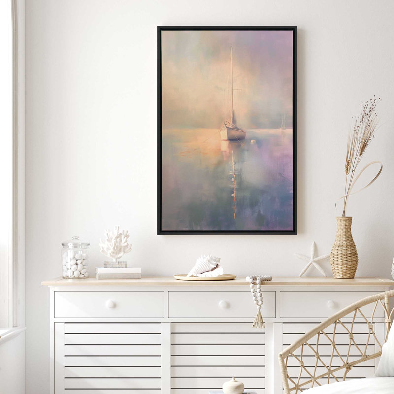 «Ocean's Sentinel V1 sur toile» par Golden Glow Interiors, Cadre flottant noir satiné, H 50 po x l 34 po x P 1,75 po