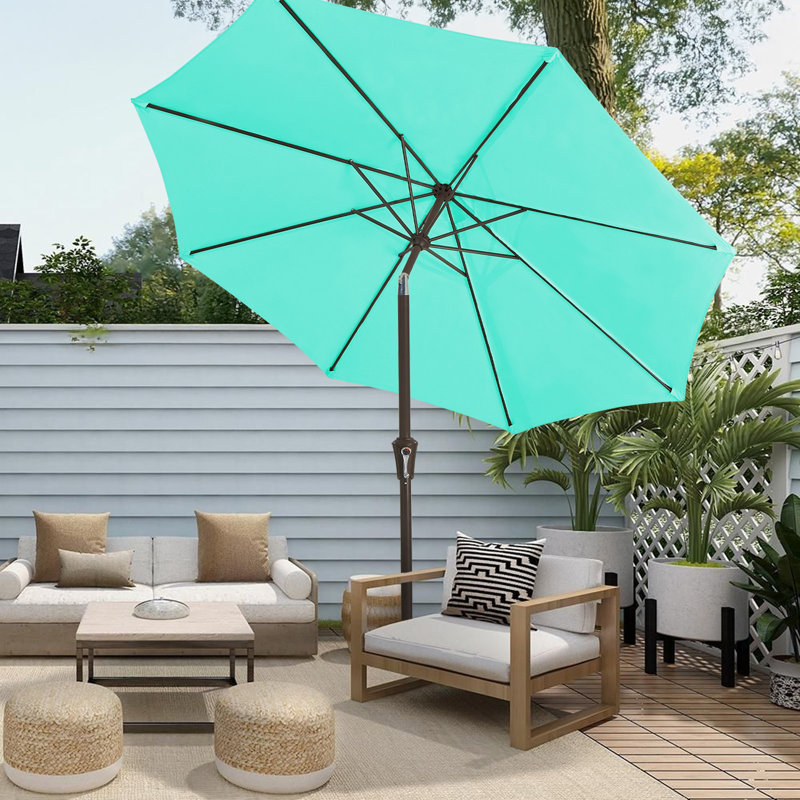 Germar 120'' Tilt Market Umbrella, 95.7" H x 120" W x 120" D, Peacock Blue